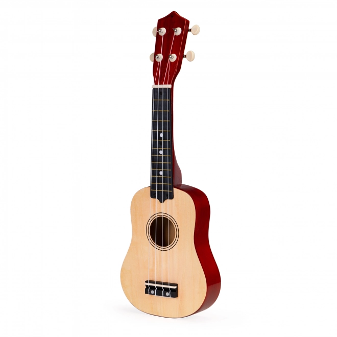 Dětské dřevěné ukulele se 4 nylonovými strunami, hnědé ECOTOYS