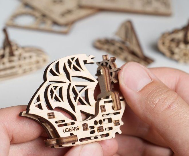 Ugears 3D puzzle - Mini sada lodě