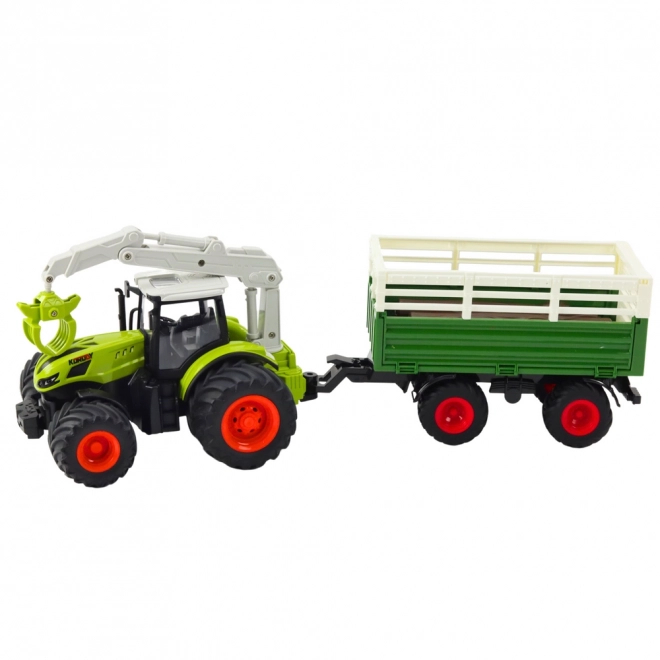 Zábavný zdaleka řízený traktor s přívěsem a sevřením