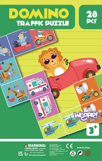 Woopie vzdělávací hra doprava zvířata puzzle domino Montessori