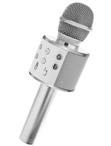 Bezdrátový karaoke mikrofon s reproduktorem – Stříbrný