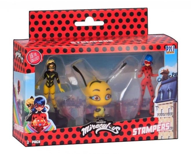 Miraculous: Beruška a černý kocour- razítka 3 ks figurka Ast.