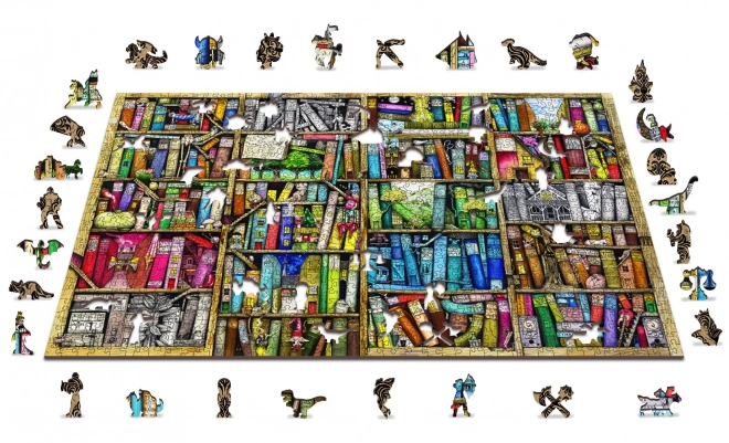 WOODEN CITY Dřevěné puzzle Knihovna 2v1, 1010 dílků EKO