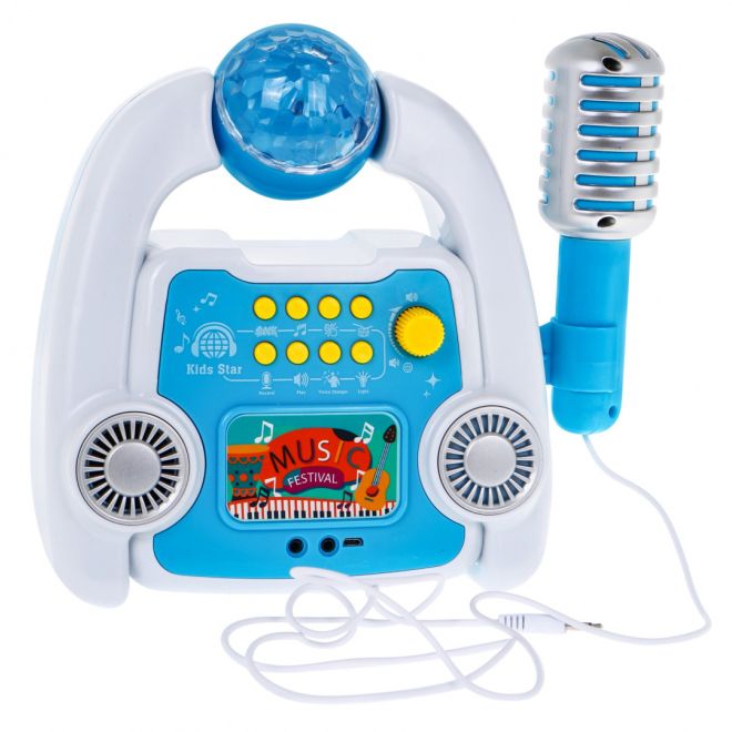 Multifunkční karaoke set pro děti 5+ Mikrofon + stativ + zesilovač Zvuky Světla