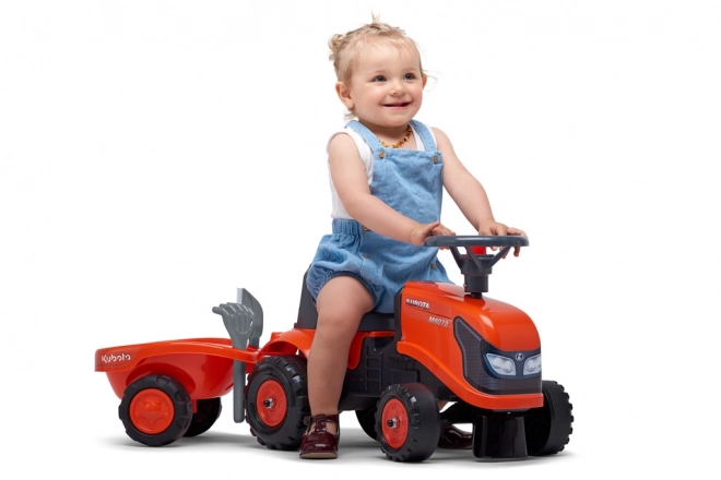 FALK 260C Baby Kubota ride-on traktor s přívěsem, hrable a lopata