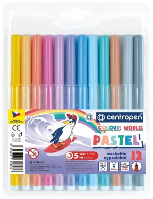 CENTROPEN Fixy 12 barev Pastel