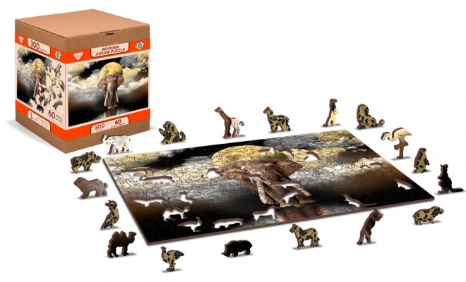 Wooden City Dřevěné puzzle Sloní sny 2v1, 75 dílků EKO