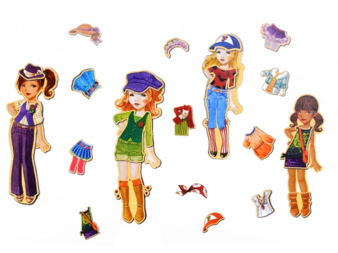 Dřevěné magnetické puzzle móda u modelky