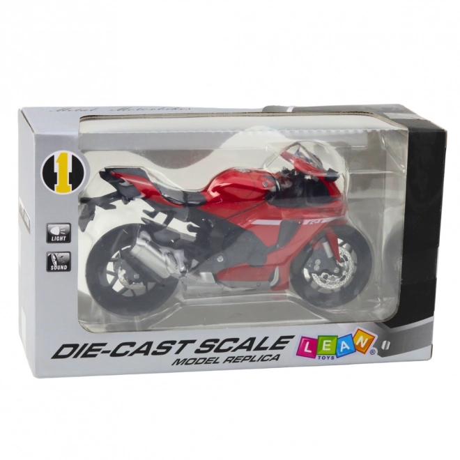 Sportovní motocykl kovový Červený R1 1:12