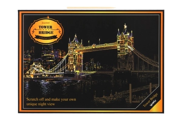 Škrabací obrázek barevný Tower Bridge 40,5x28,5cm A3 v sáčku