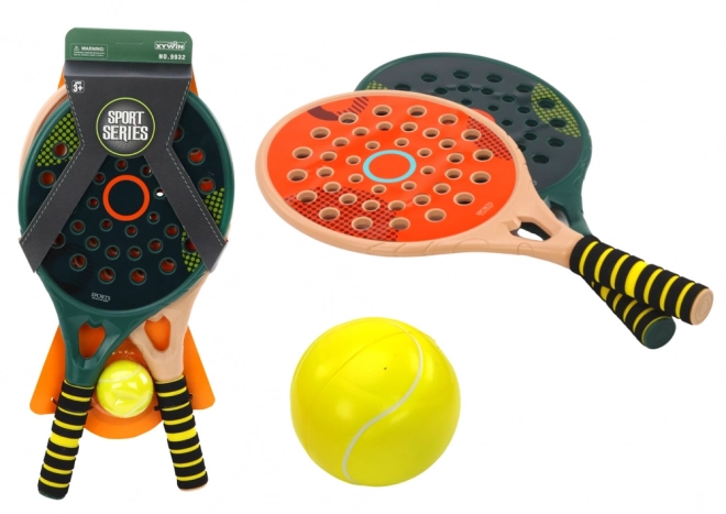 Sada 2 raket Padel Green Beige PU Ball Yellow pro děti na hry