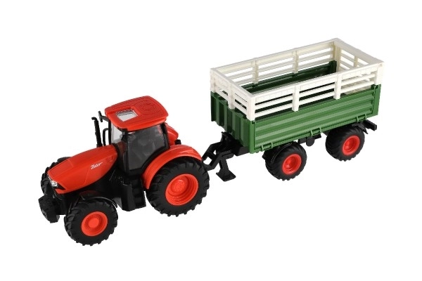 Traktor Zetor RC s vlekem plast 42cm 2,4GHz dobíjecí pack + baterie se zvukem v krabici