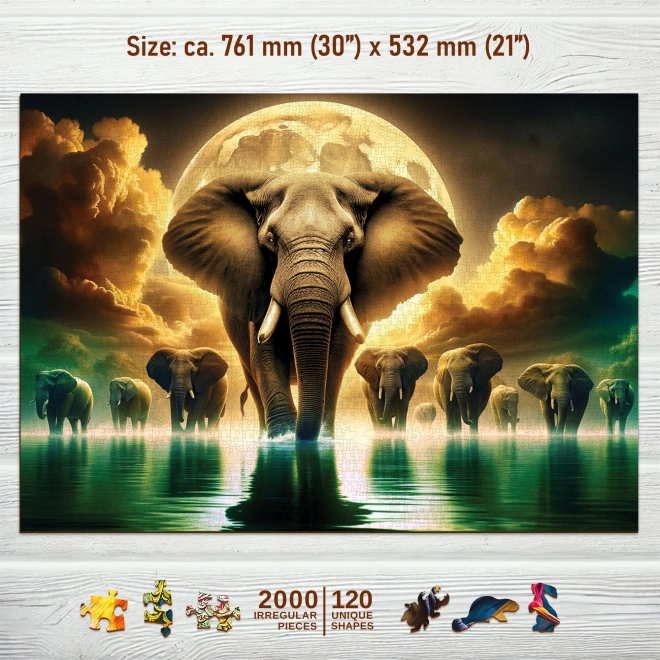 Dřevěné puzzle Sloní sny 2000 dílků