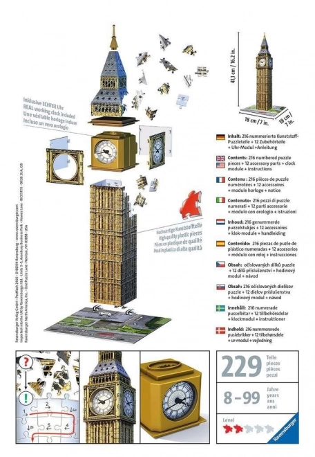 RAVENSBURGER 3D puzzle Big Ben s hodinami 216 dílků