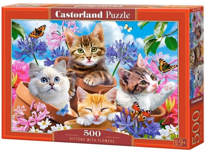 Puzzle 500 dílků Koťátka s květinami