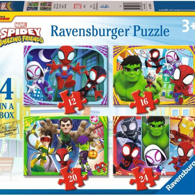 RAVENSBURGER Puzzle Spidey a jeho úžasní přátelé 4v1 (12, 16, 20, 24 dílků)