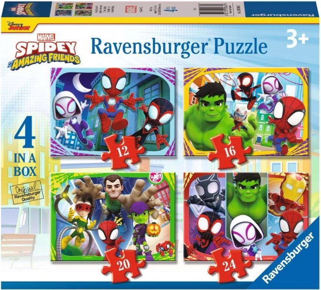 RAVENSBURGER Puzzle Spidey a jeho úžasní přátelé 4v1 (12, 16, 20, 24 dílků)