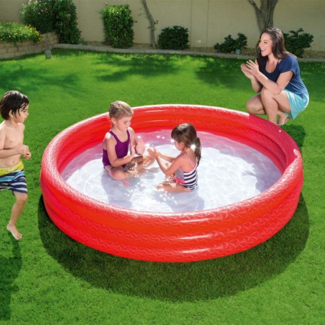 Dětský zahradní bazén Nafukovací brouzdaliště červené 183x33cm BESTWAY + opravná záplata