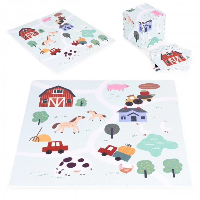 Velká pěnová podložka EVA pro děti Farma 90,5x90,5 cm 21 ks ECOTOYS