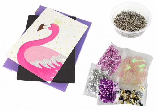 Kreativní DIY Kit Flitry kolíky Rám Flamingo