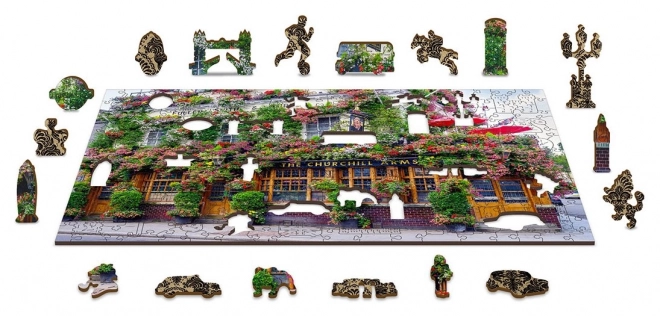 Wooden City Dřevěné puzzle Londýnská hospoda 2v1, 300 dílků EKO