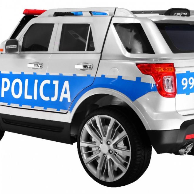 Dětské policejní auto SUV na baterie + sirény + světla + megafon + dálkové ovládání + pomalý start + EVA + samolepky