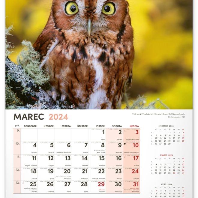 Nástenný kalendár Poľovnícky 2024, 33 × 46 cm
