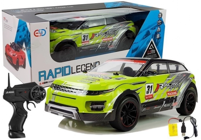 Dálkově ovládané rallye auto 1:10 zelené R/C