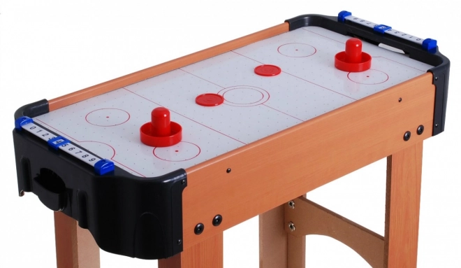 Dětský air hockey imitace dřeva + stůl z MDF + vzduchové dmychadla + houbové disky