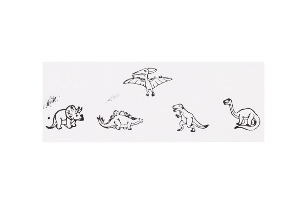 Razítka dřevěná  5+1 s poduškou dinosauři 3x3cm na kartě