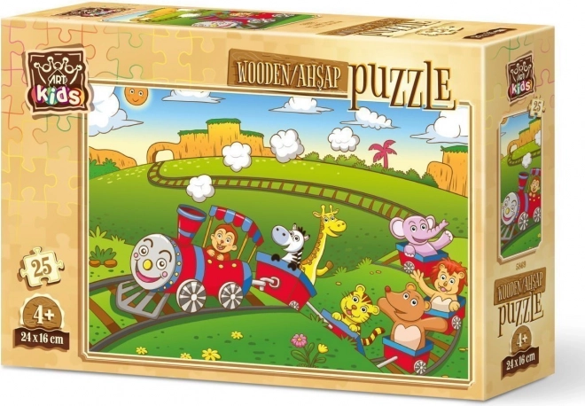 ART PUZZLE Dřevěné puzzle Zvířecí vláček 25 dílků