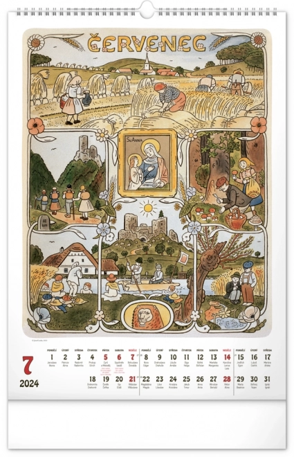 Nástěnný kalendář Josef Lada – Měsíce 2024, 33 × 46 cm