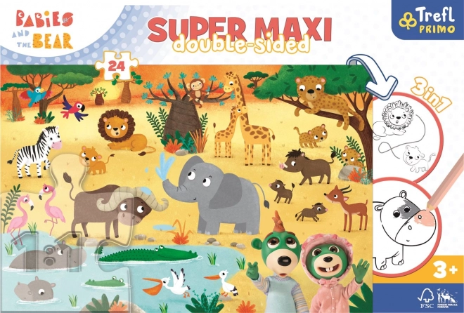 Oboustranné puzzle Treflíci v ZOO SUPER MAXI 24 dílků