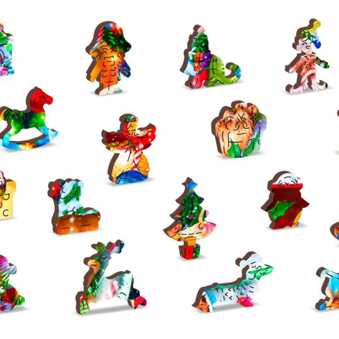 Wooden City Dřevěné puzzle Vánoční sněžítka 2v1, 1010 dílků EKO