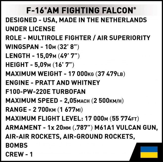 Stavebnice F-16C Fighting Falcon v barvách Ukrajiny