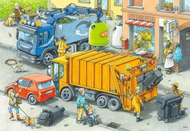 RAVENSBURGER Puzzle Popeláři a odtahový vůz 2x24 dílků