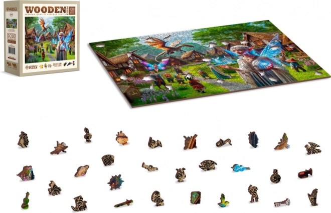 WOODEN CITY Dřevěné puzzle Fantasy vesnička 1010 dílků