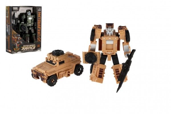Transformer auto/robot vojenský plast 14cm 2 barvy v krabičce 13x18x5cm