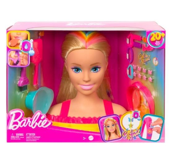 Barbie stylingová hlava neonové duhové blond vlasy