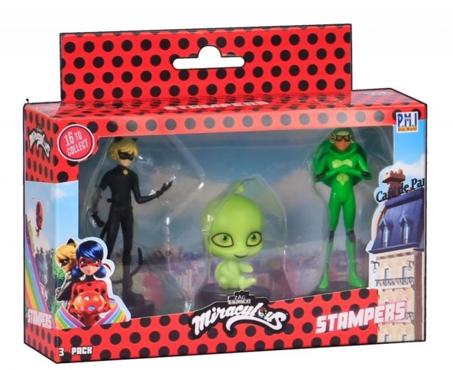 Miraculous: Beruška a černý kocour- razítka 3 ks figurka Ast.