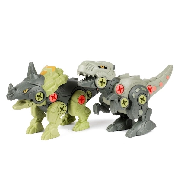 Dinosaurus šroubovací 2ks plast 18cm se šroubovákem 2 barvy v sáčku
