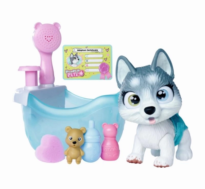 Pejsek Husky Pamper Petz ve vaně