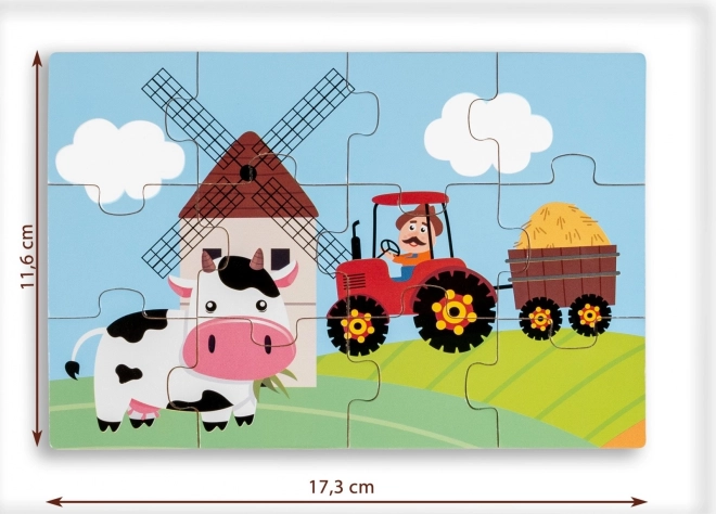 Dřevěné puzzle - život na vesnici