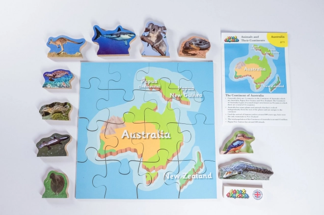 Just Jigsaws 774 Austrálie a její zvířata - dřevěné puzzle 16 dílů a 10 zvířat