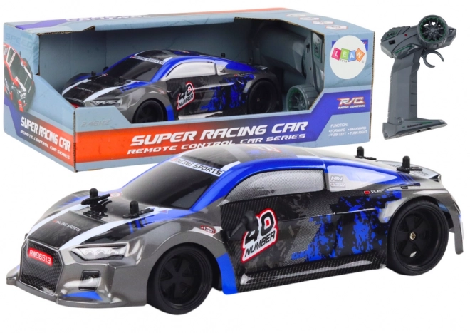 RC auto na dálkové ovládání 1:18 gumová driftovací kola modrá