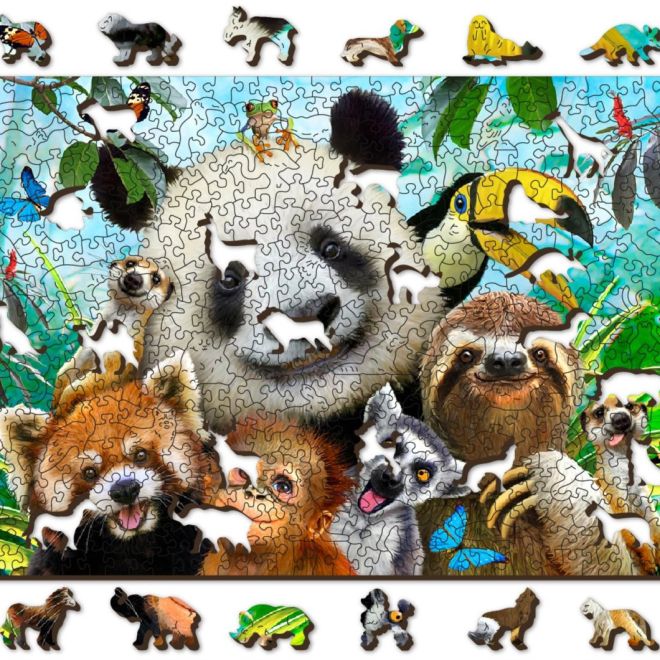 Wooden City Dřevěné puzzle Vítejte v džungli 2v1, 505 dílků EKO