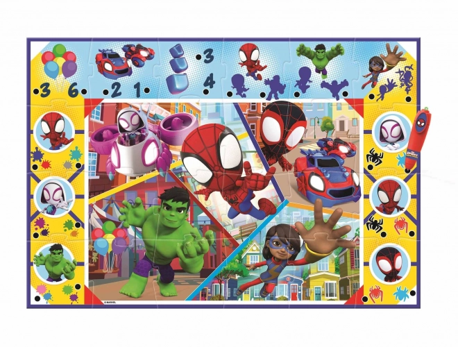 CLEMENTONI Podlahové puzzle s interaktivním perem Spidey a jeho úžasní přátelé 24 dílků