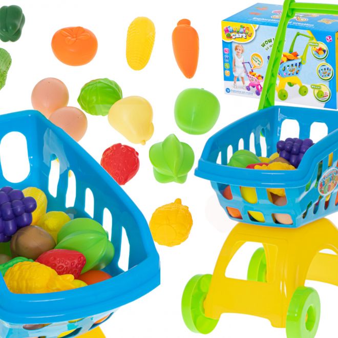 Dětský nákupní vozík s příslušenstvím - 21 kusů