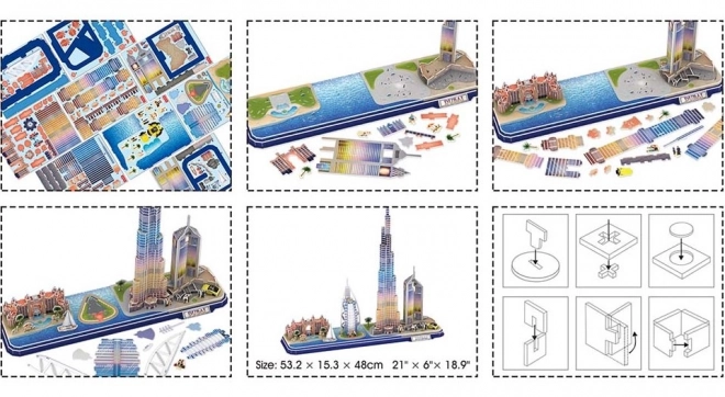 Svítící 3D puzzle panorama Dubaj