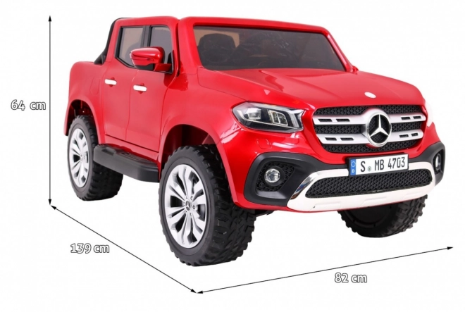 Mercedes Benz X-Class pro děti Červený lak + dálkové ovládání + 4x4 + MP4 + nosič zavazadel + EVA